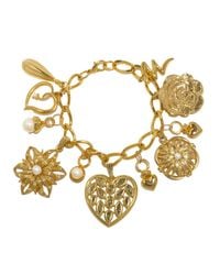 Caramel Vintage Jewellery - Vintage Plated Rose Charm Bracelet - Lyst