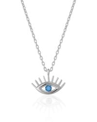 Spero London - Aqua Eye Evil Eye Sterling Necklace - Lyst