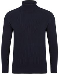 Paul James Knitwear - Midweight Cotton Bernard Ribbed Roll Neck Jumper - Lyst