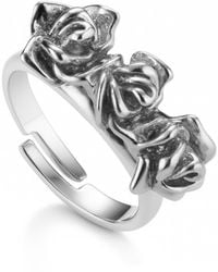 Unaloe - Sterling Triple Rose Ring For – Adjustable Elegant Floral Jewelry - Lyst