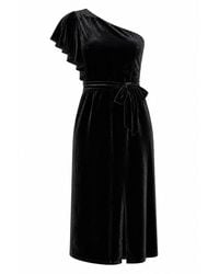 Yumi' - Velvet One Shoulder Midi Dress - Lyst
