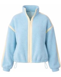 Girl In Mind - Lulu Contrast Binding Full Zip Fleece Sky - Lyst