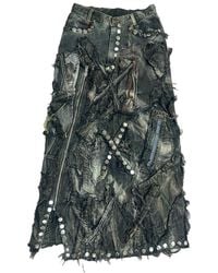Zasta Studio - Shred Couture Carbon Clash Studded Denim Skirt A - Lyst