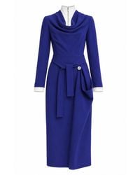 Julia Allert - Two-Tone Asymmetric Draped High-Neck Midi Dress – - Lyst
