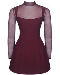 Miss Circle New York - Natasha Burgundy Faux Two-Piece Turtleneck Mini Dress - Lyst