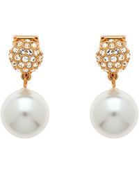 Emma Holland Jewellery - Pave Crystal & Pearl Clip Earrings - Lyst