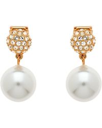 Emma Holland Jewellery - Gold, Pave Crystal & Pearl Clip Earrings - Lyst