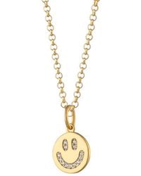 Scream Pretty - Smiley Face Charm Necklace - Lyst