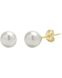 Spero London - 9Ct Solid Pearl Stud Earrings - Lyst