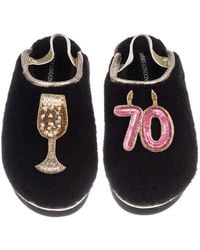 Laines London - Flatform Cloud Closed Toe Slippers With 70Th Birthday & Champagne Glass Brooches - Lyst