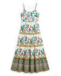 Yumi' - Floral Block Print Tiered Maxi Sun Dress - Lyst