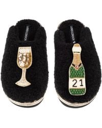 Laines London - Teddy Closed Toe Slippers With 21St Champers Bottle & Glass Brooches - Lyst