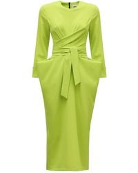Julia Allert - Designer Midi Dress With Belt Lime - Lyst