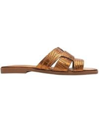 Forever & Always Shoes - Notre Bronze Leather Slide Sandal - Lyst