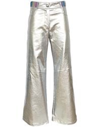 Lalipop Design - Metallic Finish Cotton-Blend Wide-Leg Pants - Lyst