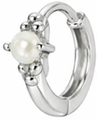 Zohreh - Pearl Beaded Huggie Hoop Earring Sterling - Lyst