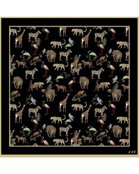 Silk and Bears - Noir Safari Wool Silk Scarf – Hand-Rolled Animal Motif Wrap - Lyst