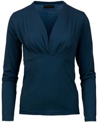 Conquista - Long Sleeve Faux Wrap Top - Lyst
