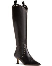 Beautiisoles by Robyn Shreiber Made in Italy - Vanesa Leather Knee-High Boot With Studs & Kitten Heel Elegant For Work & Valentine Day - Lyst