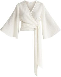 Paisie - Textured Wrap Kimono Blouse In Off - Lyst