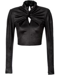 AGGI by HALEWSKI - Dalia Power Long Sleeve Crop Top With A Knot - Lyst
