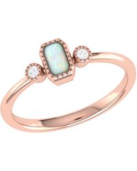 LMJ - Emerald Cut Tanzanite & Diamond Birthstone Ring In 14k Rose Gold - Lyst