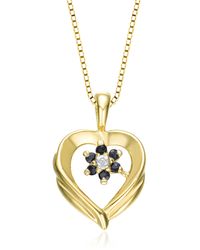 Genevive Jewelry - Sterling Silver Black And White Cubic Zirconia Heart Pendant - Lyst