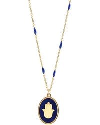 Ebru Jewelry - Blue Enamel Hamsa Talisman Necklace - Lyst