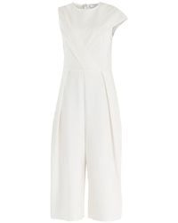 Paisie - Cropped Jumpsuit With Front Pleat Detail In White - Lyst