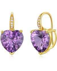 Kai Fine Jewelry - Solid Natural Heart Amethyst & Diamond Drop Earrings - Lyst
