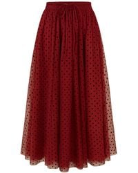 Yumi' - Burgundy Mesh Heart Print Tulle Skirt - Lyst