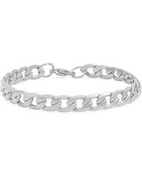 Steeltime - Stainless Steel Accented Cuban Chain Link Bracelet - Lyst