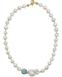 Farra - Freshwater Pearls With Baroque Pearls & Turquoise Short Necklace - Lyst