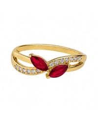 Belinda Jewelz - Ruby Marquise Bypass Birthstone Ring - Lyst
