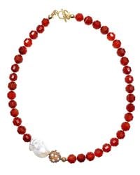 Farra - Agate With Baroque Pearl Short Necklace - Lyst