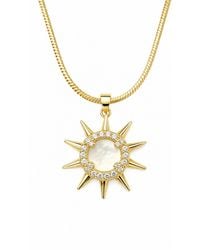 By Ozge - Celestial Sun Mother Of Pearl Snake Chain Plated Necklace - Lyst