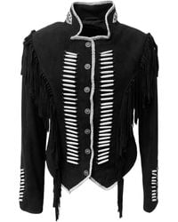 Zasta Studio - Warrior Suede Leather Jacket With Beads & Fringes - Lyst