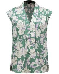 Smart and Joy - Sleeveless Blouse With Wide Flat Collar And Macro Flower Print - Lyst