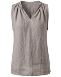 James Lakeland - Neutrals Taupe Pure Linen Sleeveless Top - Lyst