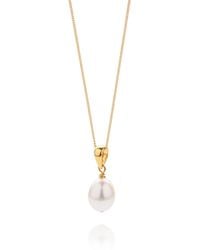 Nellou Jewellery - Ellen Mini Pearl Drop Necklace Plated Sterling - Lyst