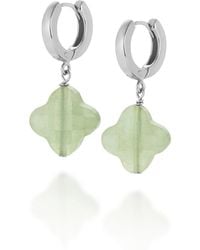 Nellou Jewellery - Clover Gem Hoop Earrings Aventurine Sterling - Lyst