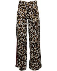 Lalipop Design - Neutrals Leopard Print Ecovero Satin Wide-Leg Cargo Pants - Lyst