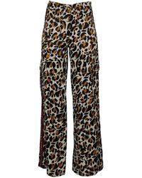 Lalipop Design - Neutrals Leopard Print Ecovero Satin Wide-Leg Cargo Pants - Lyst