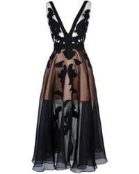 ALINA CERNĂTESCU - Neutrals Fado And Silk Midi Dress Handcrafted Embroidery For Eveningwear - Lyst