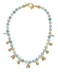 Farra - Aquamarine With Floral Charms Necklace - Lyst