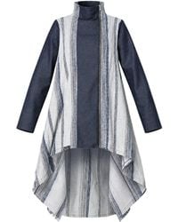 Metamorph - High-Low Denim Tunic Top With Striped Panels - Lyst