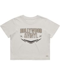 Black Cake - Neutrals Hollywood & Vinyl Rock N Roll Bling Bling Glitter Crop Tee - Lyst