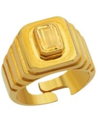 LINYA JEWELLERY - Octagon Stone Signet Ring Sterling - Lyst