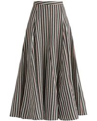 Paisie - Striped Flared Maxi Skirt With Godet Paneling - Lyst
