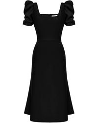 POST MERIDIEM - Godet Silhouette Square Neck Midi Dress - Lyst